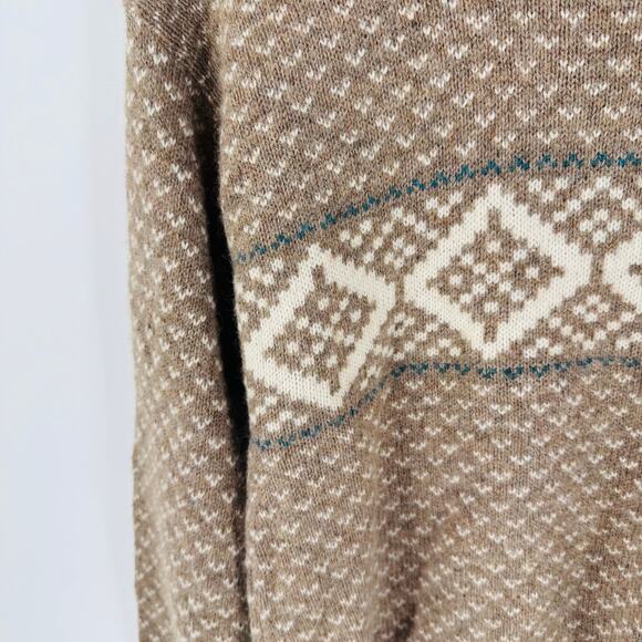 Vintage Finalist Wool Fair Isle Knit Sweater Brown Beige Geometric Pullover (M) - Picture 4 of 5